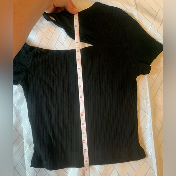 NWOT Asymmetrical cutout crop top festival party stretchy Shein ribbed top - Picture 5 of 9